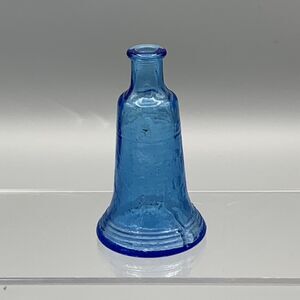 Vintage Wheaton NJ Blue Glass Liberty Bell Miniature Bottle  Embossed Design